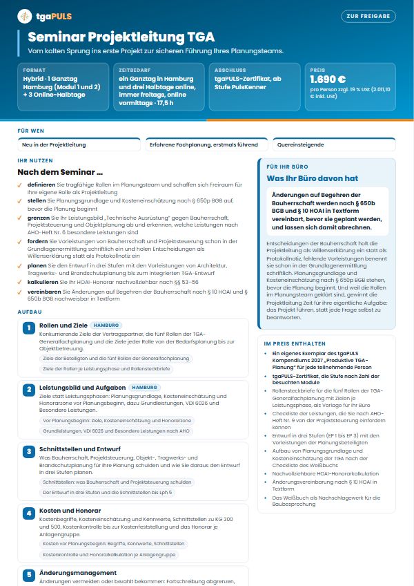 Vorschau des Einseiters Projektleitung