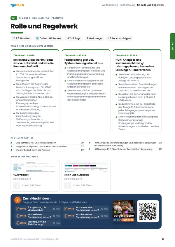 Seite aus dem tgaPULS Kompendium 2027: Modulauftakt, S. 17